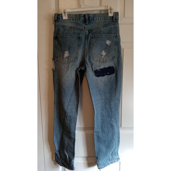 Rue 21 High Rise Straight self patchwork made Grunge Jeans - Picture 2 of 6